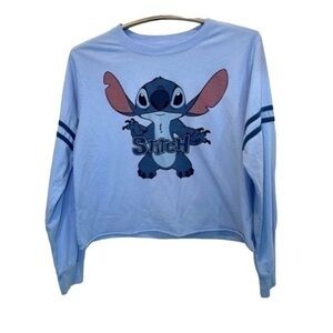 DISNEY | Womens DISNEY STICH Light Blue Long Sleeve Long Crop, Size LG